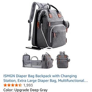 NWOT Gray Diaper Bag Backpack